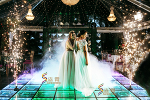 2022 vidrio templado portátil Led espejo infinito 3D escenario boda pista de baile